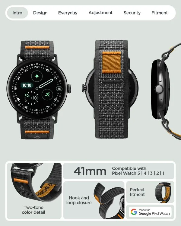Spigen Athlex Air active black orange - Google Pixel Watch 5/4/3 41mm/2/1