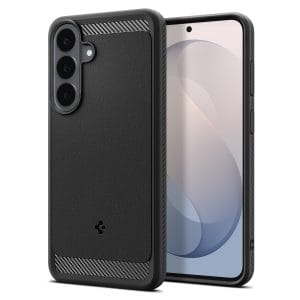 Μαύρη ματ θήκη Spigen Rugged Armor για Samsung Galaxy S26 FE με υφή Carbon Fiber και ενισχυμένες γωνίες