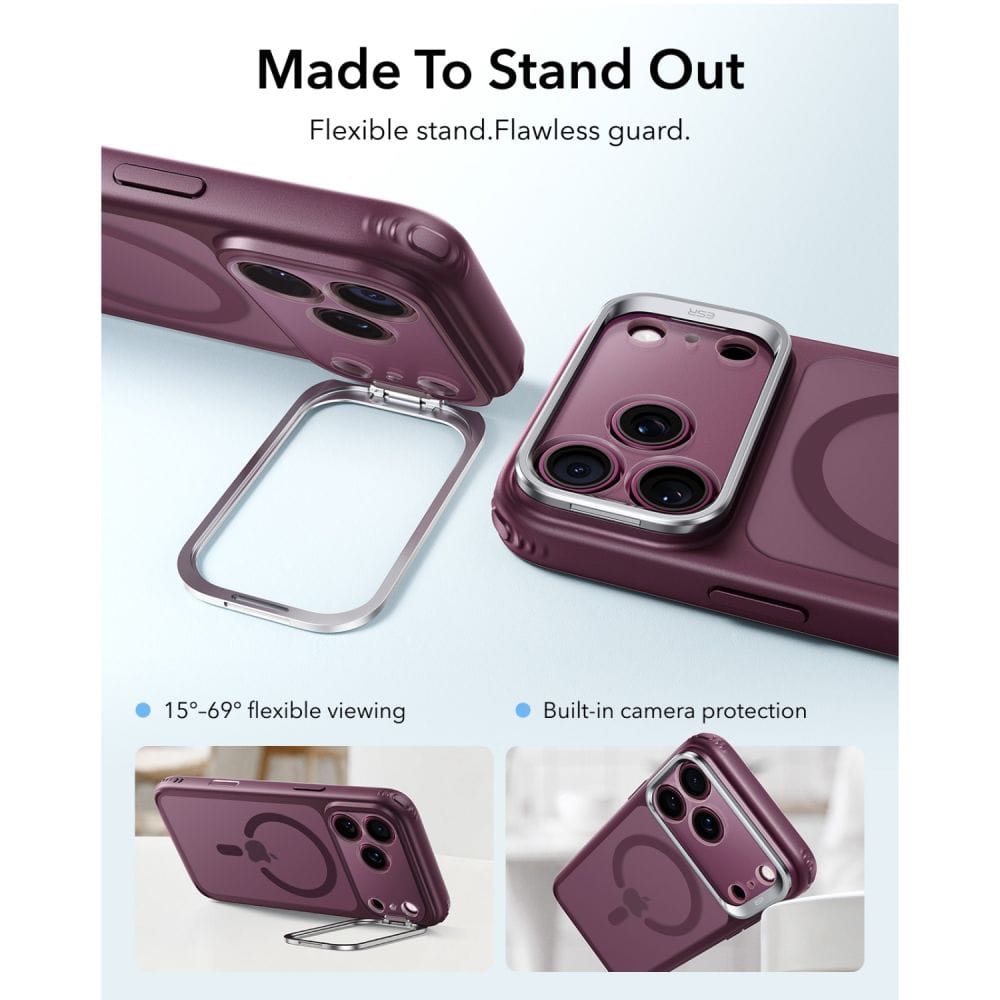 Θήκη iPhone 17 Pro Max / 18 Pro Max ESR Classic Hybrid Kickstand MagSafe Frosted Deep Burgundy - Image 3