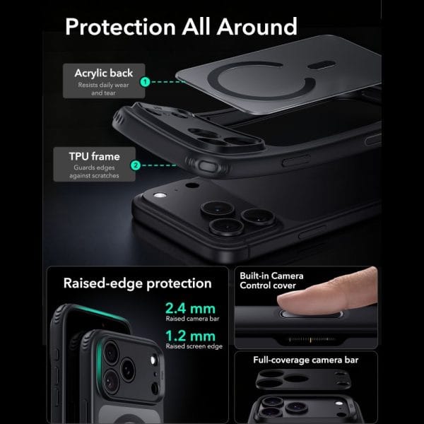 Θήκη iPhone 17 Pro Max / 18 Pro Max ESR Classic Hybrid MagSafe Frosted Black - Image 4