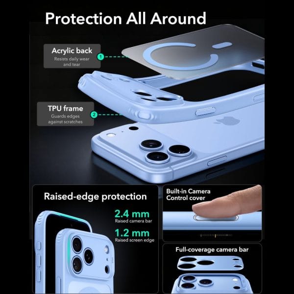 Θήκη iPhone 17 Pro Max / 18 Pro Max ESR Classic Hybrid MagSafe Frosted Light Blue - Image 4