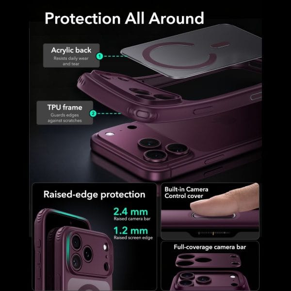Θήκη iPhone 17 Pro Max / 18 Pro Max ESR Classic Hybrid MagSafe Frosted Deep Burgundy - Image 4