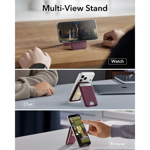 Πορτοφόλι MagSafe ESR Classic RFID Magnetic Wallet Stand Deep Burgundy - Image 4