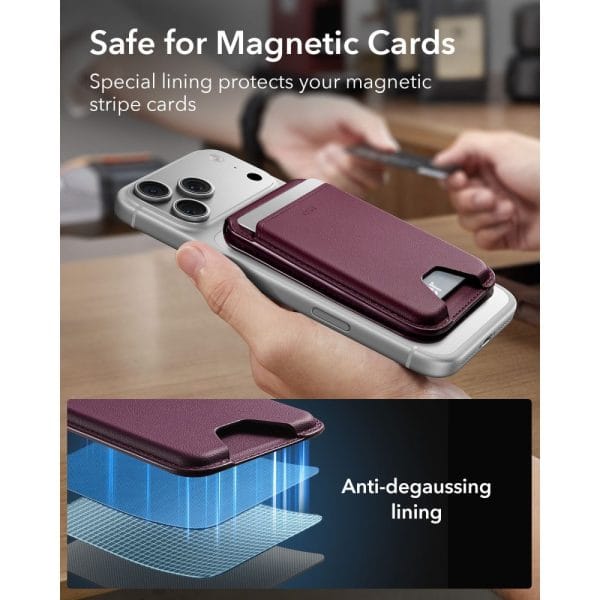 Πορτοφόλι MagSafe ESR Classic RFID Magnetic Wallet Stand Deep Burgundy - Image 7