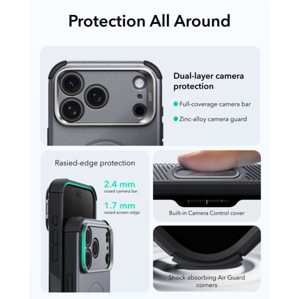 Θήκη iPhone 17 Pro / 18 Pro ESR Cyber Tough Kickstand MagSafe Grey - Image 5