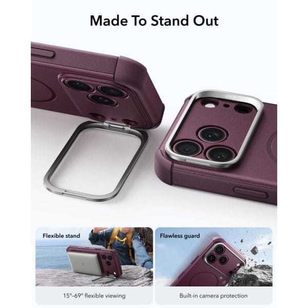 Θήκη iPhone 17 Pro Max / 18 Pro Max ESR Cyber Tough Kickstand MagSafe Deep Burgundy - Image 4