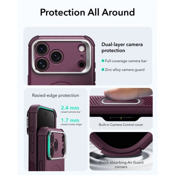 Θήκη iPhone 17 Pro Max / 18 Pro Max ESR Cyber Tough Kickstand MagSafe Deep Burgundy - Image 5