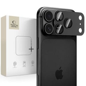 Μαύρο προστατευτικό κάμερας iPhone 18 Pro Tech-Protect Camfull Fit+ από αλουμίνιο και tempered glass