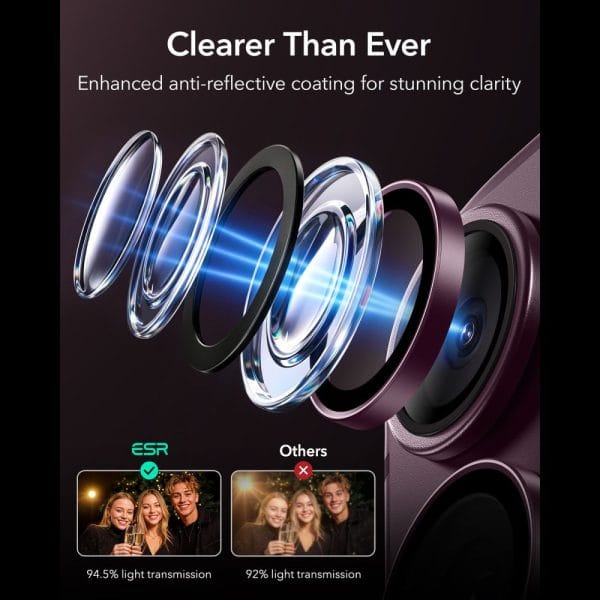 Τζάμι Προστασίας Κάμερας iPhone 18 Pro / 18 Pro Max ESR Armorite Camera Protector Deep Burgundy - Image 5