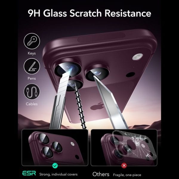 Τζάμι Προστασίας Κάμερας iPhone 18 Pro / 18 Pro Max ESR Armorite Camera Protector Deep Burgundy - Image 6
