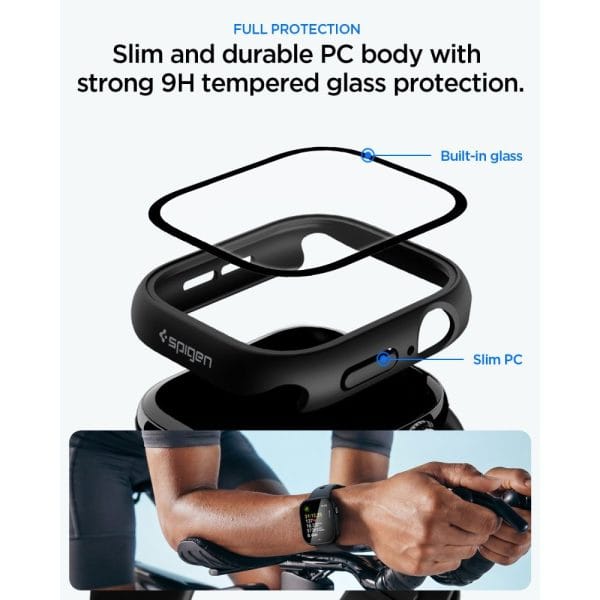 Θήκη Apple Watch 10 / 11 (46mm) Spigen Thin Fit 360 με Τζάμι Προστασίας 9H Black (ACS11409) - Image 5
