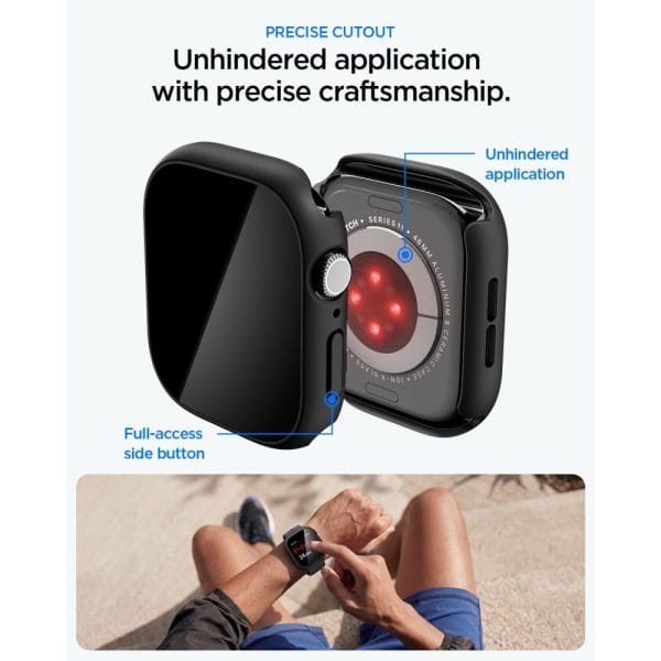 Θήκη Apple Watch 10 / 11 (46mm) Spigen Thin Fit 360 με Τζάμι Προστασίας 9H Black (ACS11409) - Image 8