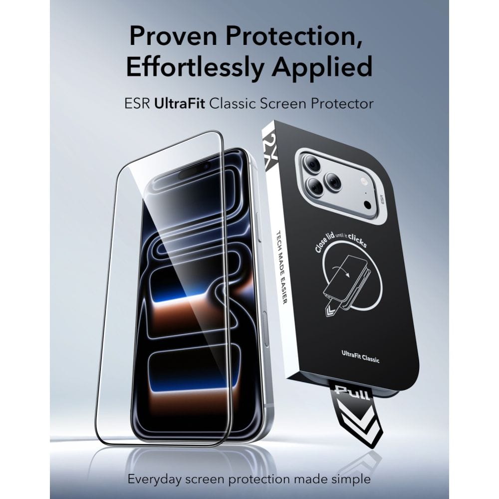 Τζάμι Προστασίας iPhone 17 Pro Max / 18 Pro Max ESR UltraFit Classic Tempered Glass 2-Pack Black - Image 2