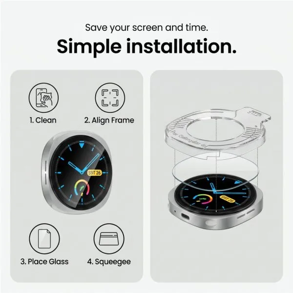 Τζάμι Προστασίας Samsung Galaxy Watch 8 / 9 (40mm) Tech-Protect Easy Set+ 2-Pack Clear - Image 6