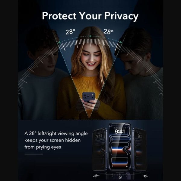 Τζάμι Προστασίας Privacy iPhone 18 Pro Max ESR UltraFit Armorite Tempered Glass 2-Pack - Image 4