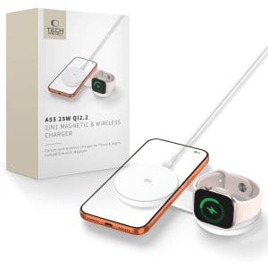 Ασύρματος Φορτιστής 2 σε 1 Tech-Protect A55 MagSafe Qi2.2 25W White