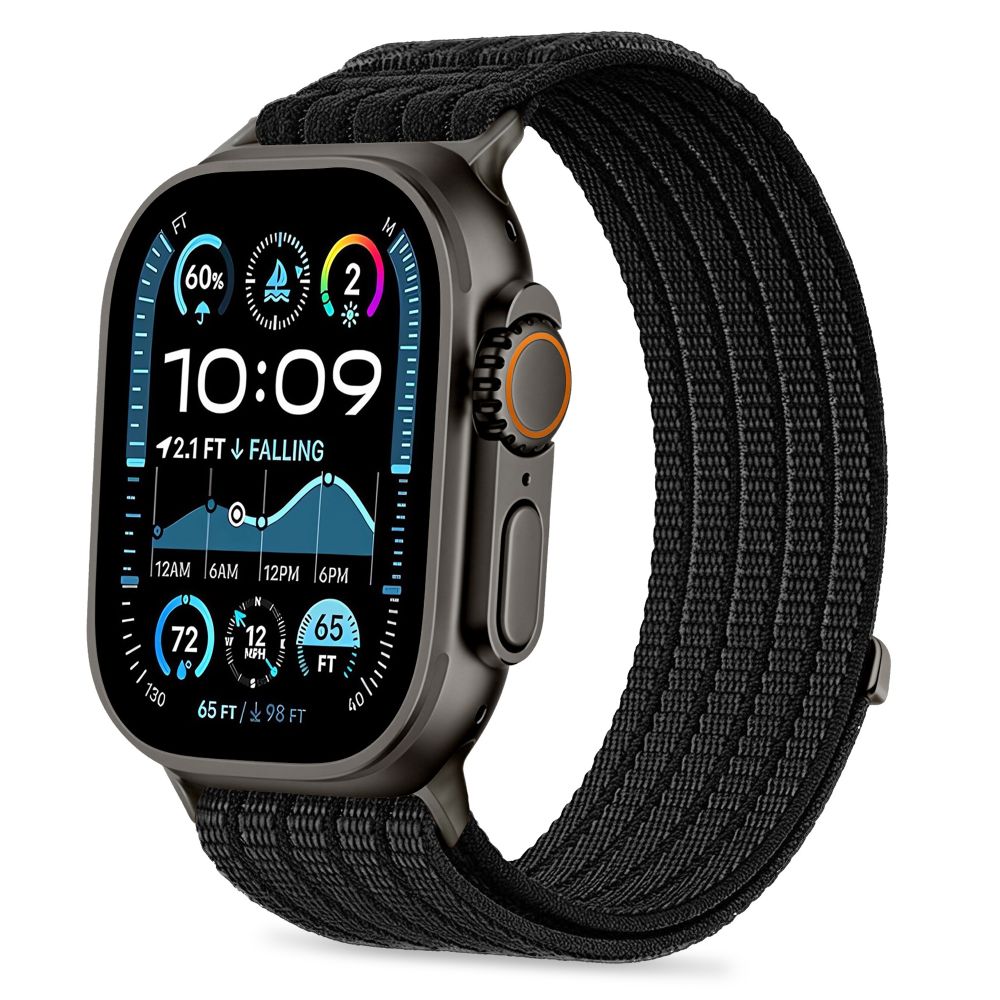 Μαύρο λουράκι Apple Watch 44 45 46 49mm Tech-Protect Nylon