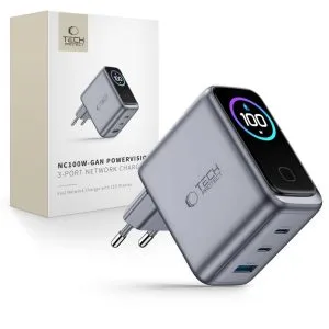 Φορτιστής GaN 100W 3 Θυρών Tech-Protect PowerVision NC100W-GaN Dark Grey