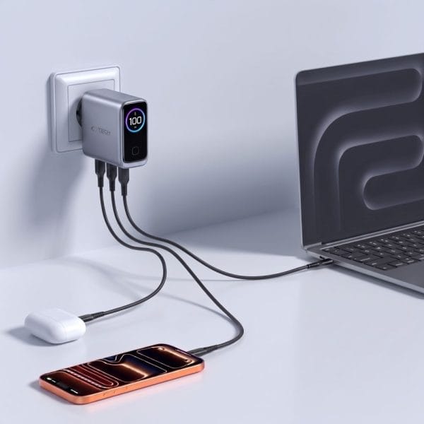 Φορτιστής GaN 100W 3 Θυρών Tech-Protect PowerVision NC100W-GaN PD / QC3.0 Dark Grey - Image 6
