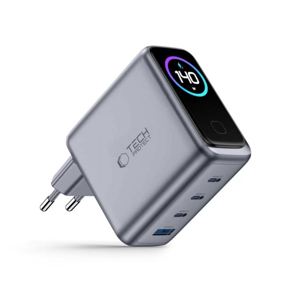 Φορτιστής GaN 140W 4 Θυρών Tech-Protect PowerVision NC140W-GaN PD / QC3.0 Dark Grey - Image 2