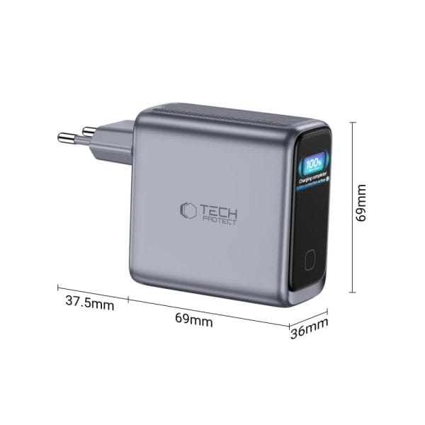 Φορτιστής GaN 140W 4 Θυρών Tech-Protect PowerVision NC140W-GaN PD / QC3.0 Dark Grey - Image 4