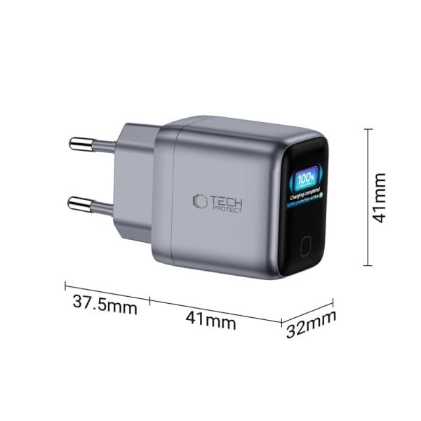 Φορτιστής USB-C GaN 45W Tech-Protect PowerVision NC45W-GaN PD3.2 Dark Grey - Image 4