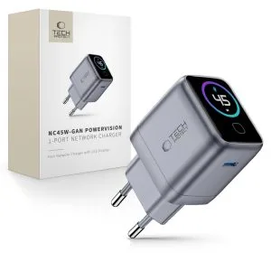 Φορτιστής USB-C GaN 45W Tech-Protect PowerVision NC45W-GaN Dark Grey