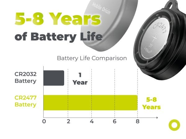 Mobile Origin AirTag Battery Extender A8 Black with Battery CR2477