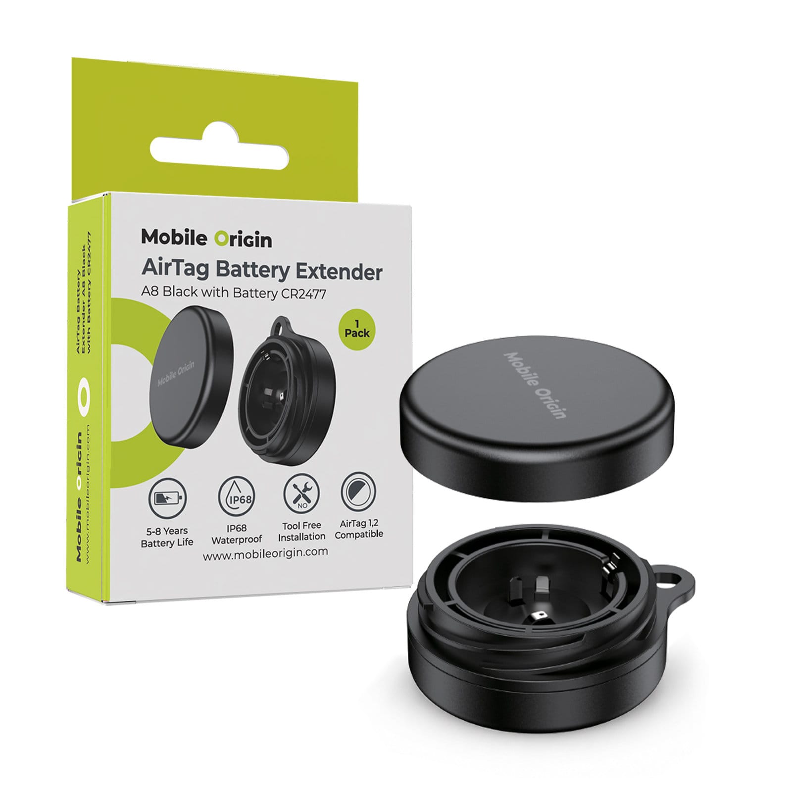 Battery Extender Apple AirTag Mobile Origin A8 Black με Μπαταρία CR2477