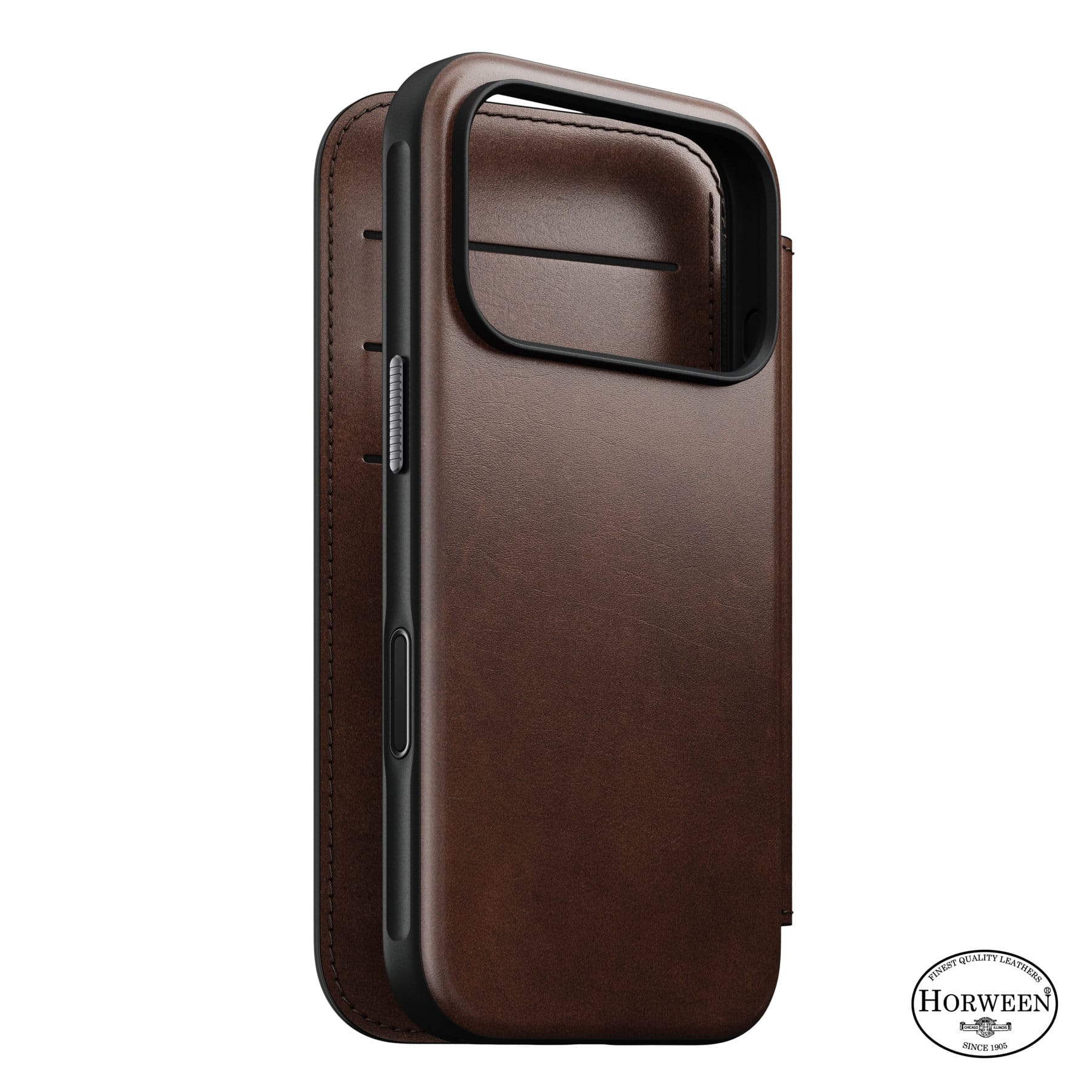 Θήκη Πορτοφόλι iPhone 18 Pro / 17 Pro Nomad Modern Leather Folio Rustic Brown Horween