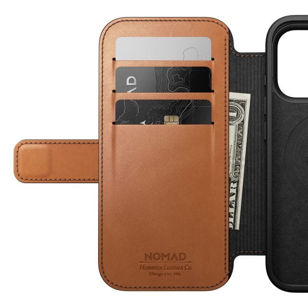 Nomad Modern Leather Folio saddle (Horween) - iPhone 18 Pro/17 Pro