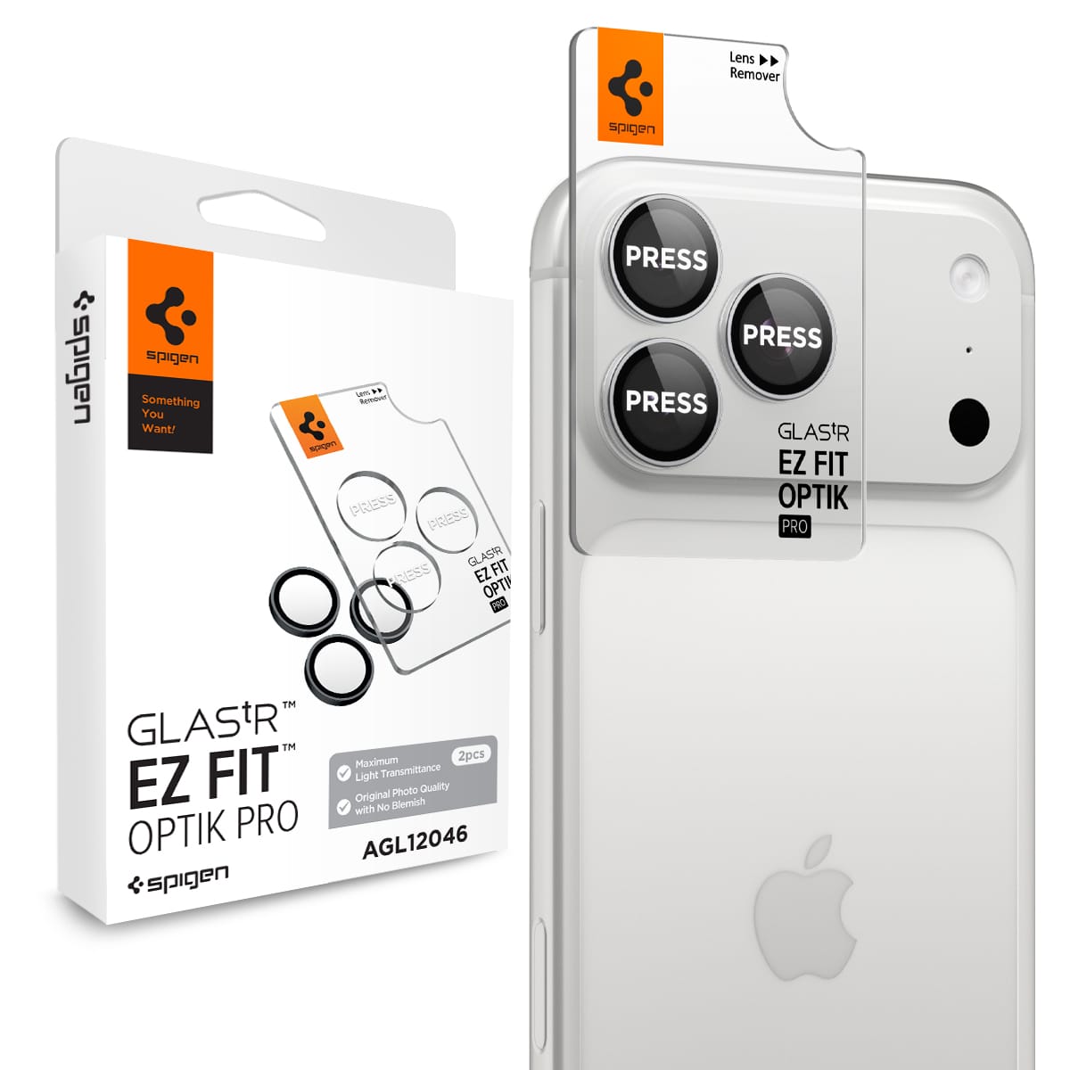 Τζάμι Προστασίας Κάμερας iPhone 18 Pro Max / 18 Pro Spigen Optik Pro EZ Fit 2-Pack Silver AGL12046