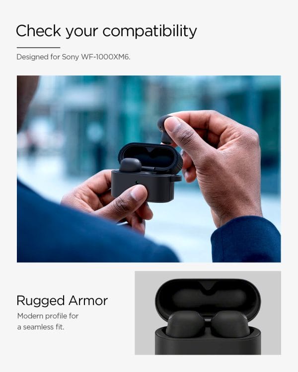 Spigen Rugged Armor matte black - Sony WF-1000XM6