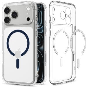 Διάφανη θήκη Spigen Ultra Hybrid MagSafe Clear/Deep Blue για iPhone 18 Pro και 17 Pro με μπλε μαγνητικό δακτύλιο