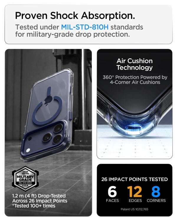 Spigen Ultra Hybrid Optik S MagSafe clear deep blue - iPhone 18 Pro/17 Pro