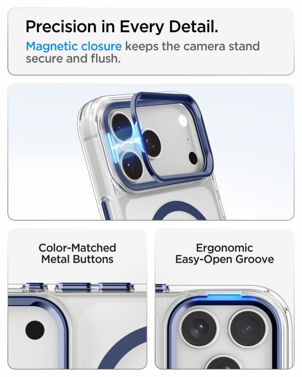 Spigen Ultra Hybrid Optik S MagSafe clear deep blue - iPhone 18 Pro/17 Pro