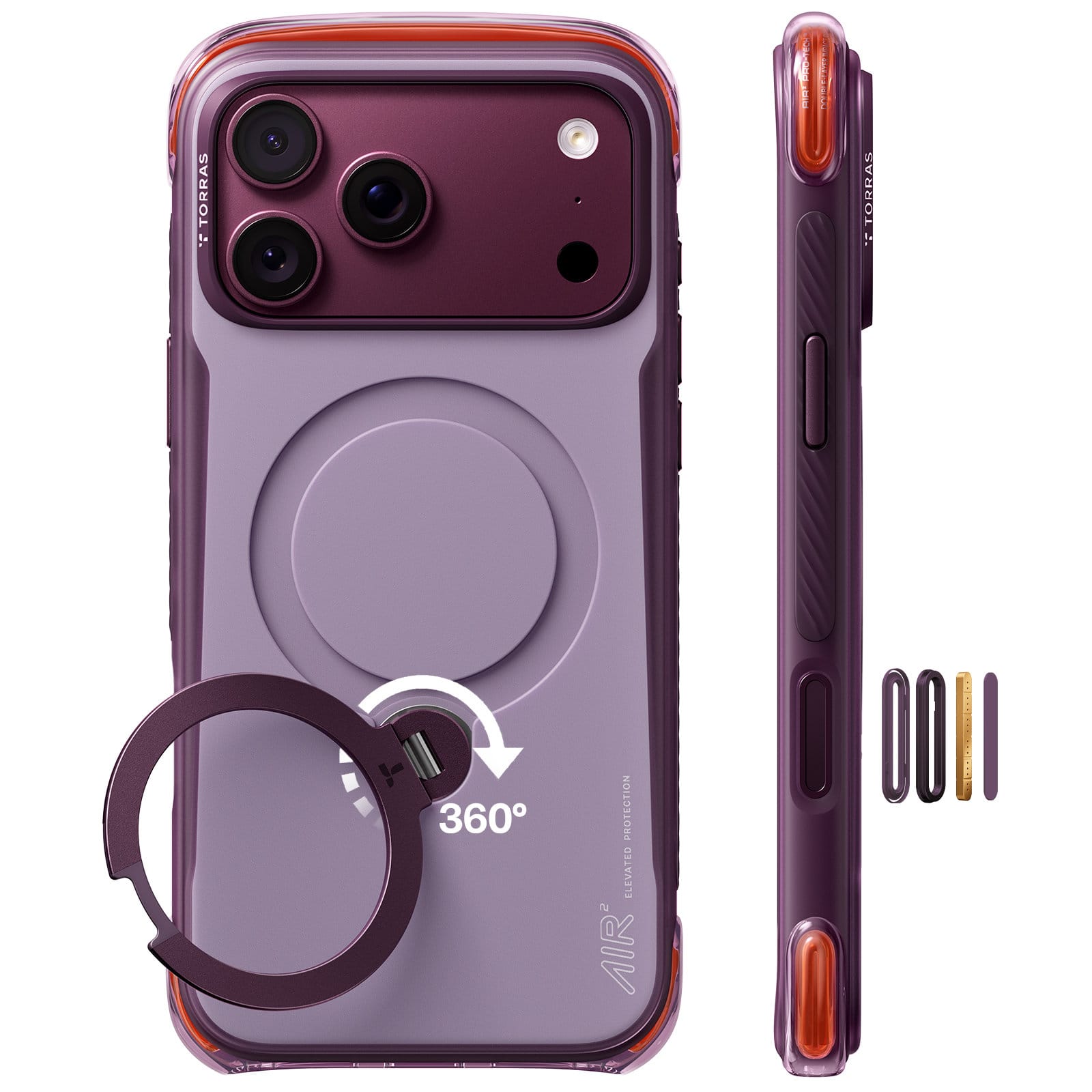 Θήκη iPhone 18 Pro Max Torras Ostand Q3 Air Pro MagSafe Violet Summit με stand 360°