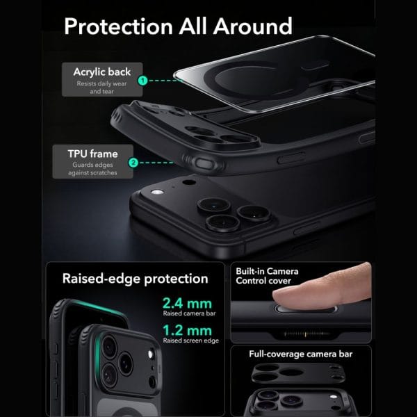 Σετ Θήκη + Τζάμι iPhone 17 Pro Max / 18 Pro Max ESR Classic Hybrid MagSafe Clear/Black - Image 4