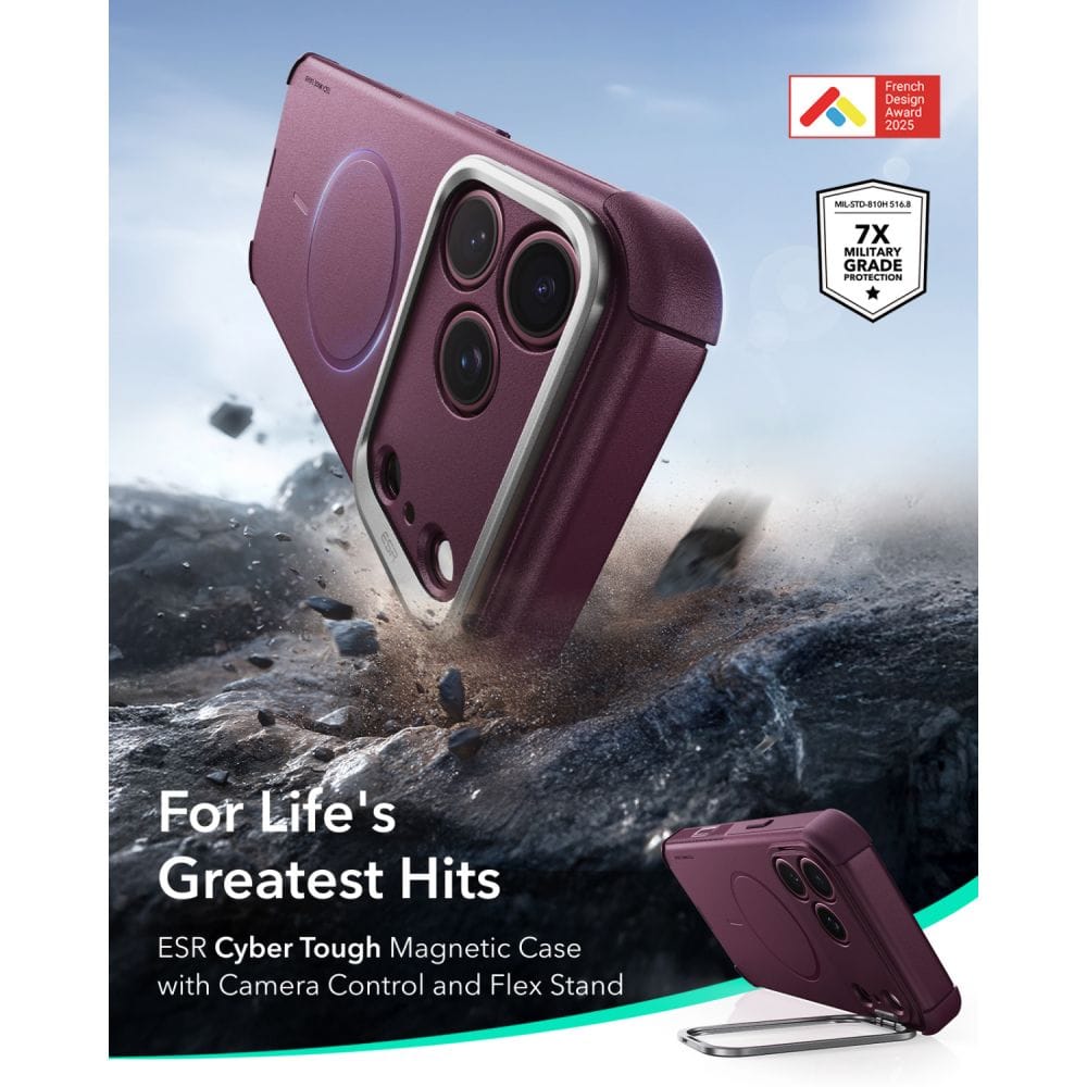 Θήκη iPhone 18 Pro / 17 Pro ESR Cyber Tough Kickstand MagSafe Deep Burgundy - Image 2