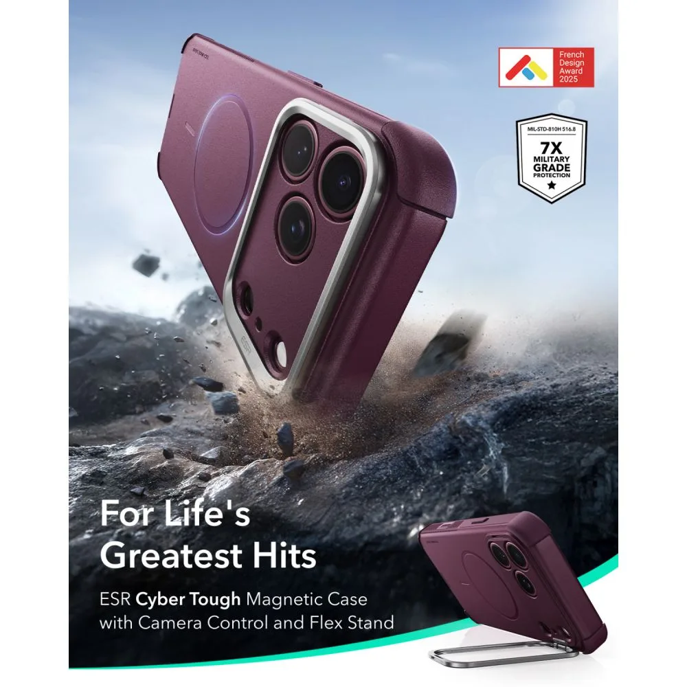 Θήκη iPhone 18 Pro / 17 Pro ESR Cyber Tough Kickstand MagSafe Deep Burgundy - Image 2