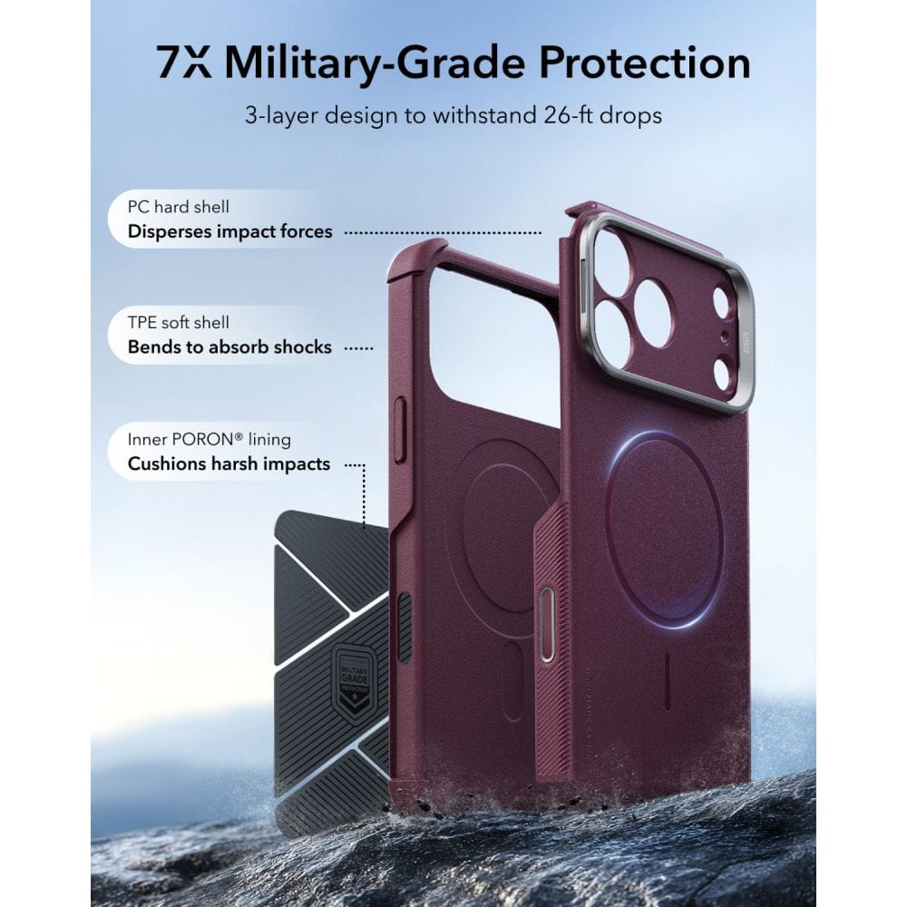 Θήκη iPhone 18 Pro / 17 Pro ESR Cyber Tough Kickstand MagSafe Deep Burgundy - Image 3