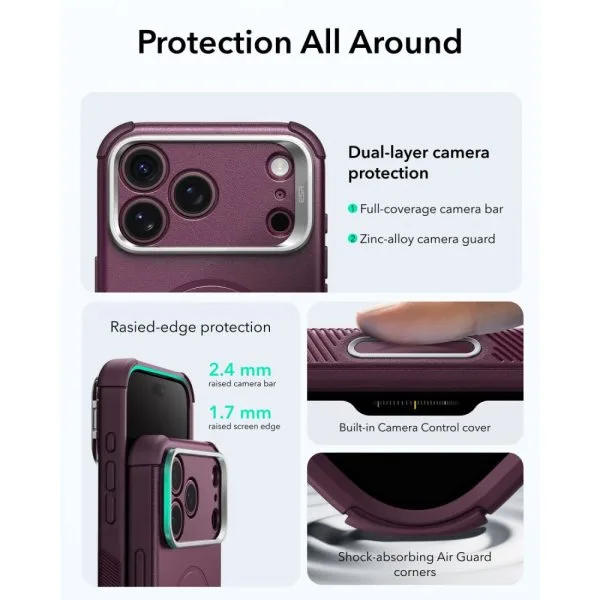 Θήκη iPhone 18 Pro / 17 Pro ESR Cyber Tough Kickstand MagSafe Deep Burgundy - Image 5