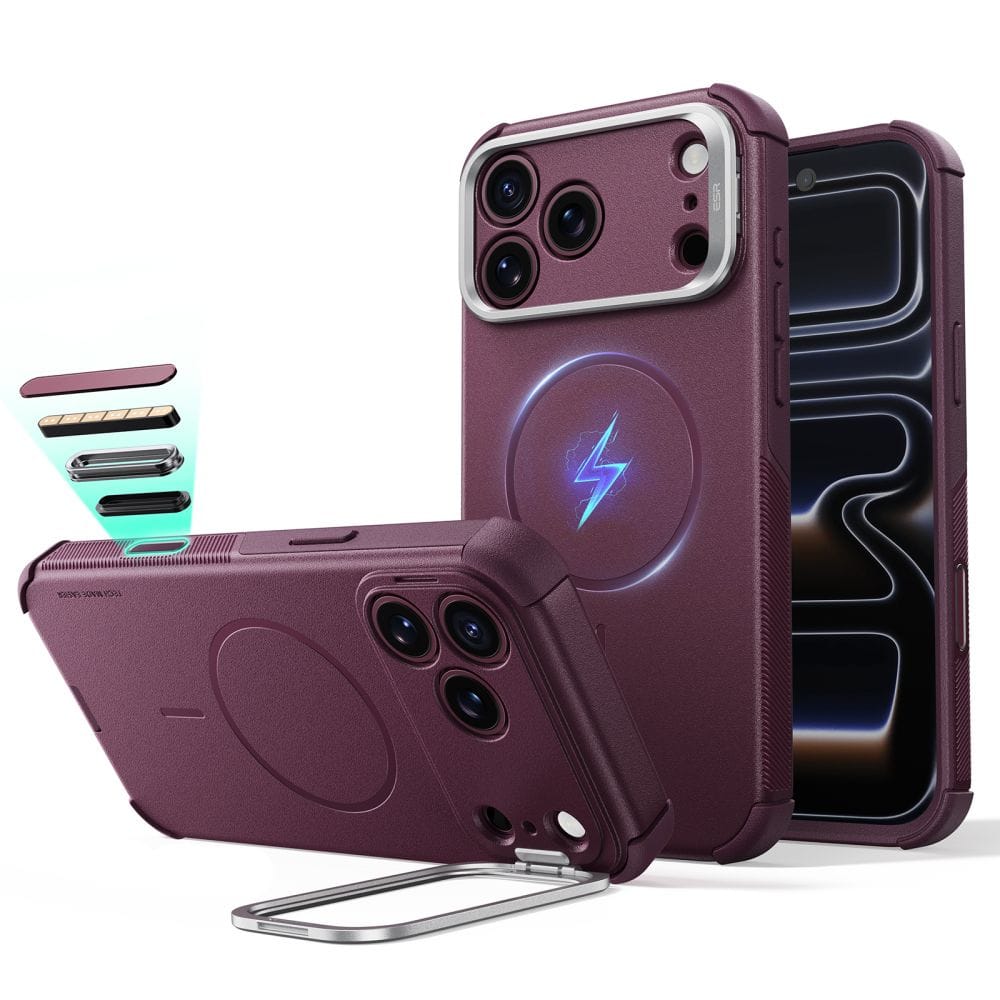 Θήκη iPhone 18 Pro 17 Pro ESR Cyber Tough Kickstand MagSafe Deep Burgundy