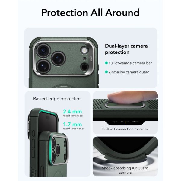 Θήκη iPhone 18 Pro / 17 Pro ESR Cyber Tough Kickstand MagSafe Green - Image 5