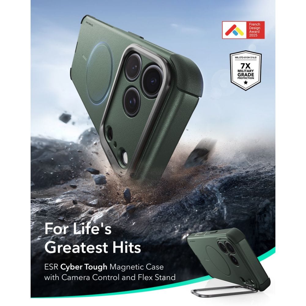Θήκη iPhone 18 Pro Max / 17 Pro Max ESR Cyber Tough Kickstand MagSafe Olive Green - Image 2