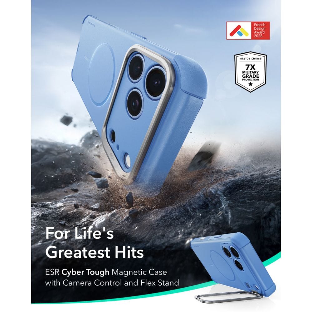 Θήκη iPhone 18 Pro Max / 17 Pro Max ESR Cyber Tough Kickstand MagSafe Light Blue - Image 2