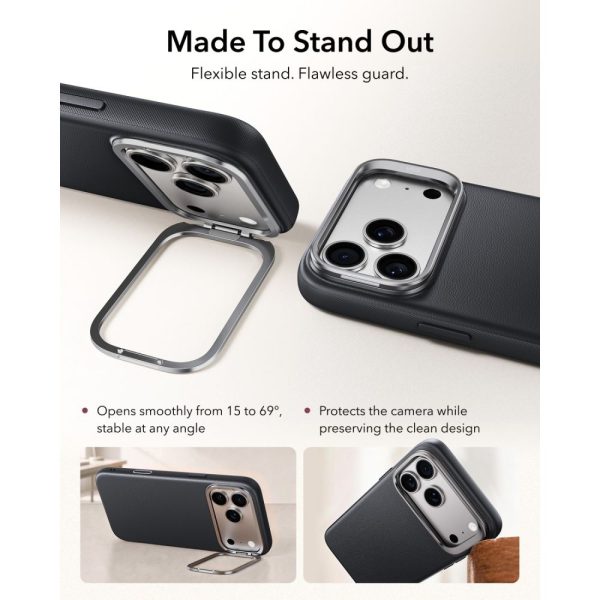 Θήκη iPhone 18 Pro / 17 Pro ESR Atelier Leather Kickstand MagSafe Black - Image 4