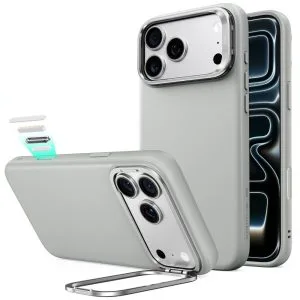 Θήκη iPhone 18 Pro 17 Pro ESR Atelier Leather Kickstand MagSafe Grey