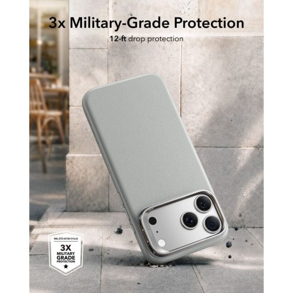 Θήκη iPhone 18 Pro / 17 Pro ESR Atelier Leather Kickstand MagSafe Grey - Image 6