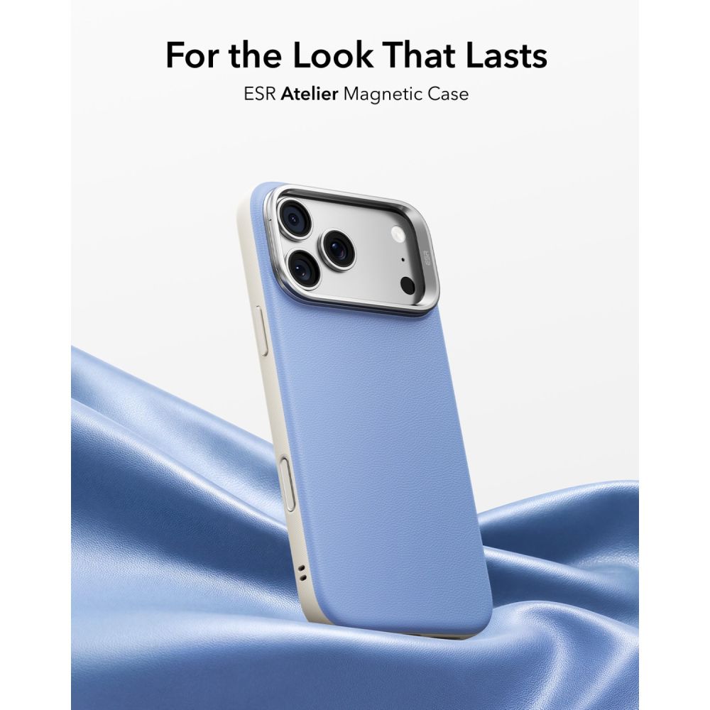 Θήκη iPhone 18 Pro / 17 Pro ESR Atelier Leather Kickstand MagSafe Light Blue - Image 2